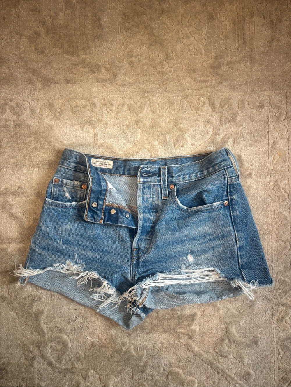 Levi's Distressed Blue Denim Cutoff Shorts
